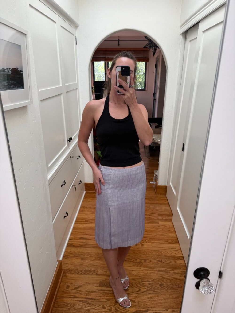 Vintage Y2K Kenneth Cole Lavender Moire Textured Midi Skirt Size 6